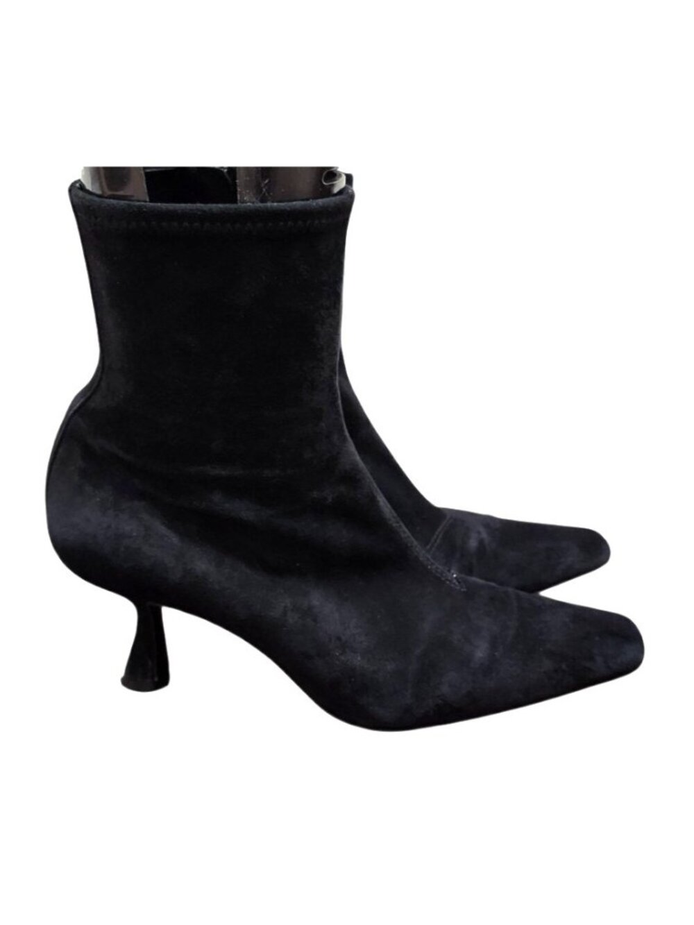 Loeffler Randall Black Genuine Suede Sock Ankle Boots Kitten Heel Size 7B - Picture 4 of 13